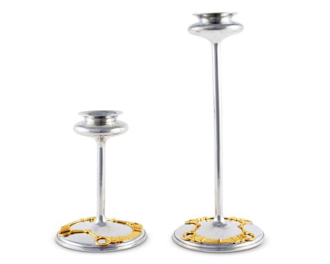 ELEGANT GOLDEN EQUESTRIAN CANDLESTICK TAPER / TEA LIGHT