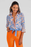 Gretchen Scott Boyfriend Blouse in Blue Periwinkle Stunning Stippling