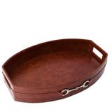 Equestrian Style Horse-Bit Leather Tray in Rich Saddle Leather