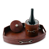 Equestrian Style Horse-Bit Leather Tray in Rich Saddle Leather