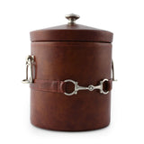Equestrian Style Ice Bucket Wrapped in Rich Saddle Leather