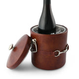 Equestrian Style Ice Bucket Wrapped in Rich Saddle Leather