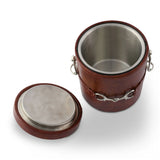Equestrian Style Ice Bucket Wrapped in Rich Saddle Leather