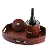 Equestrian Style Ice Bucket Wrapped in Rich Saddle Leather