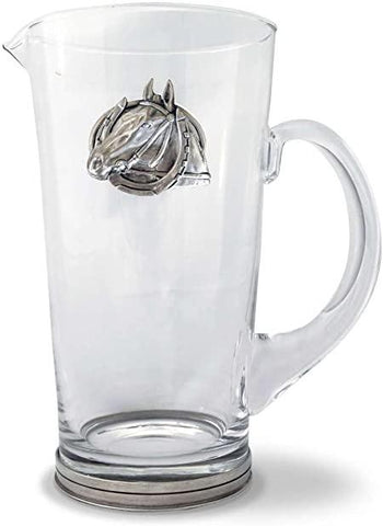 Vagabond House EQUESTRIAN HORSESHOE GLASS PITCHER Glass Horseshoe Pitcher