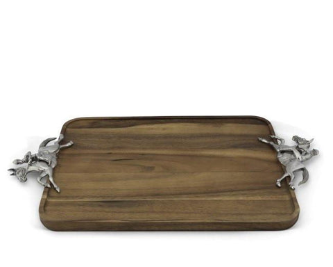 Vagabond House Derby Wood & Pewter Tray