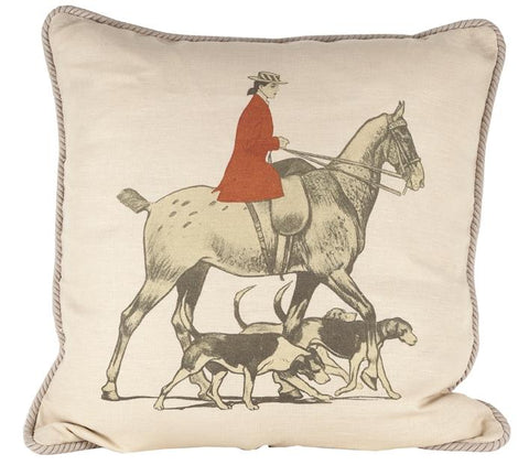 Ox Bow Decor Horse and Hounds Down Pillow - PoloWorld.net