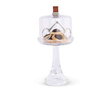 HORSE BIT GLASS COVERED CAKE / DESSERT STAND TALL AND SHORT