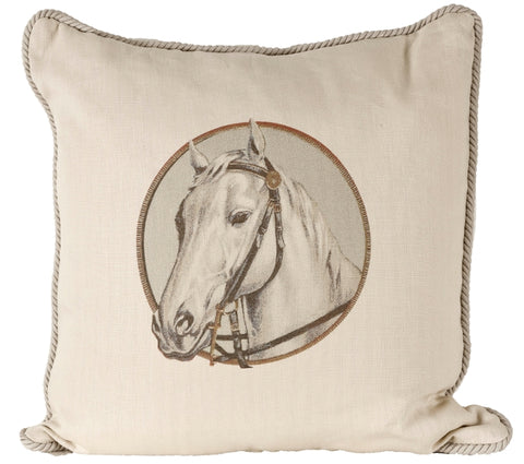 Ox Bow Decor Horse Cameo Khaki Down Pillow - PoloWorld.net